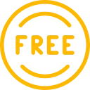 An icon featuring a yellow Free word offered by lemon law attorneys.