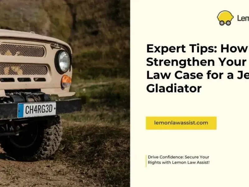 Expert Tips: How to Strengthen Your Lemon Law Case for a Jeep Gladiator